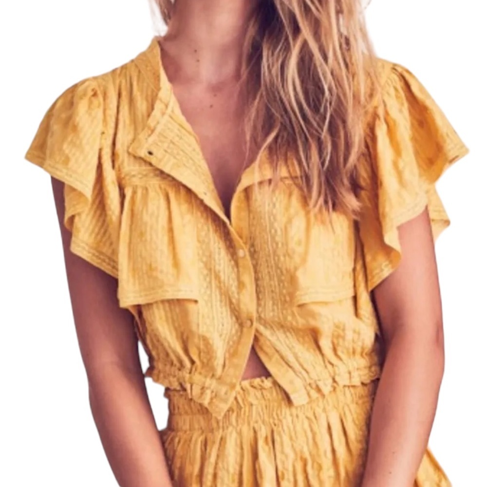 LoveShackFancy Yellow Crop Top